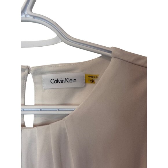 Calvin Klein white sleeveless pleated crew neck top size 12 - Picture 6 of 6